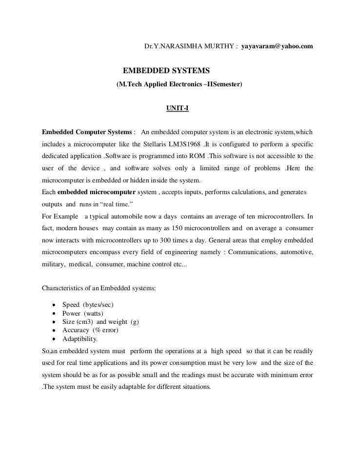 Embedded Systems Notes Pdf